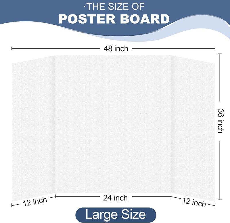 Rsgift 36" x 48" Large Trifold Poster Board, Premium Corrugated Presentation Boards, Display Boards for Science Fairs, School Projects, Event Displays, and Business Presentation(4 Packs) - Image 2